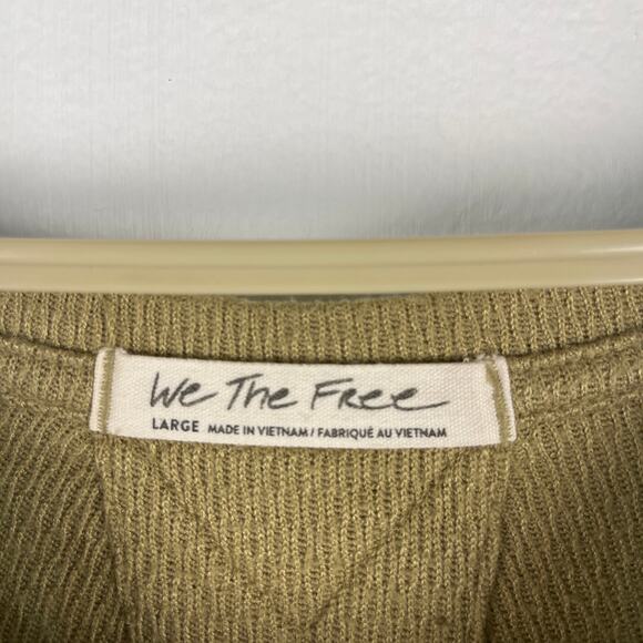 Free People We The Free Green Snowy Thermal Tunic Top Boat Neck Women's Large - Picture 5 of 12